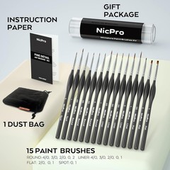 15 PCS Miniature Paint Brush Set – Fine Detail Brushes for Artists & Hobbies
