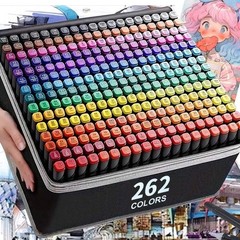 168/262 Dual Tip Permanent Art Markers Set with Case, for Drawing & Illustration