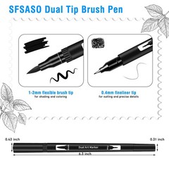 12 Pack Dual Tip Brush Fine Liner Sketching Calligraphy Marker Pen Set