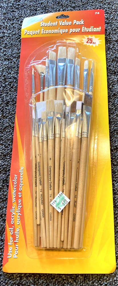 25 Piece Artist Brush Set Comtemporary Crafts NEW SEALED