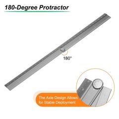 HARFINGTON Folding Straight Ruler 30cm Metric Aluminum Alloy Protractor Gray
