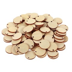 100 Pcs Unfinished 1 inch Round Wooden Circles with 1 inch, Natural Wood