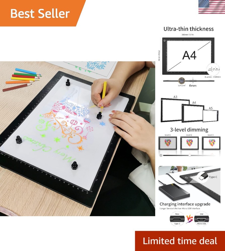 Durable A4 Drawing Light Pad with Adjustable Brightness – Perfect for Sketching