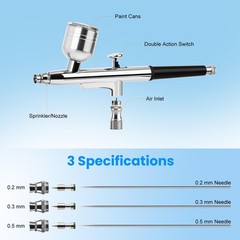 Sunmorn Airbrush Kit Air Compressor 25/35/50 Psi High Pressure Non-Clogging