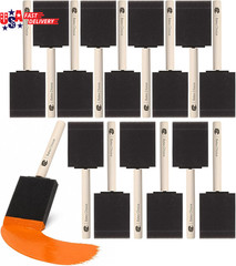 Bates- Foam Paint Brushes, 2 Inch, 16 Pack, Wooden Handle, Sponge Brushes for Pa