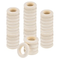 100-Pack Unfinished Wood Rings, 20 mm Natural Wooden Rings for DIY Crafts
