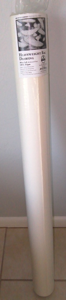 NEW Bee Paper Co Heavyweight Rag Drawing Paper 36 in x 5 yd Natural White 130 lb