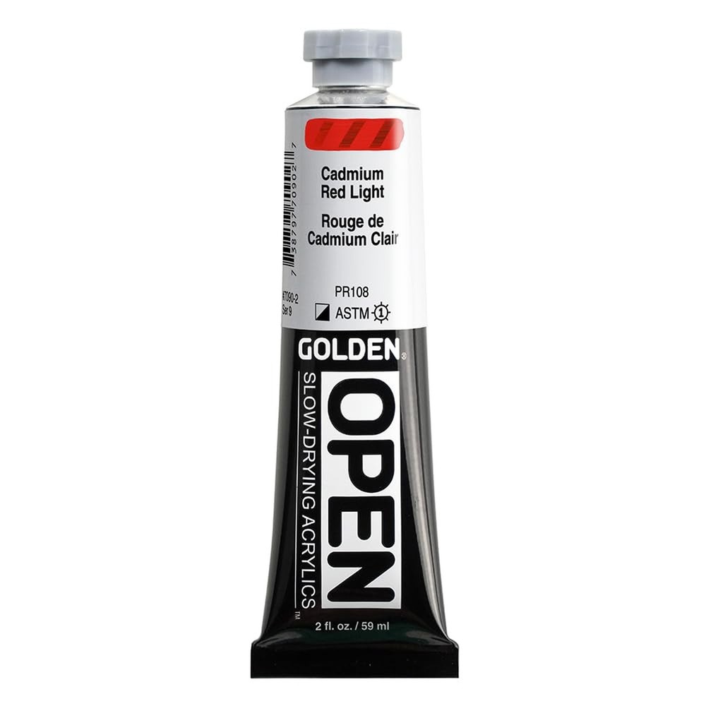 GOLDEN OPEN Slow-Drying Acrylics, Cadmium Red Light, 2 fl oz. tube, Professio…