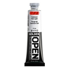 GOLDEN OPEN Slow-Drying Acrylics, Cadmium Red Light, 2 fl oz. tube, Professio…