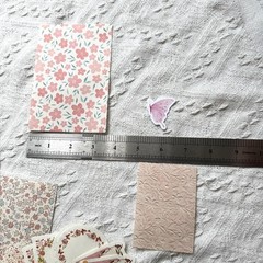 100PCS Vintage Floral Scrapbook Paper,Textured Paper Assorted Set, Pink