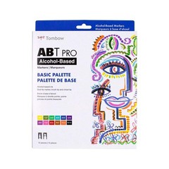 56961 ABT PRO Alcohol Markers, Basic Palette, Set of 12 Colors – Dual Tip, Pe…