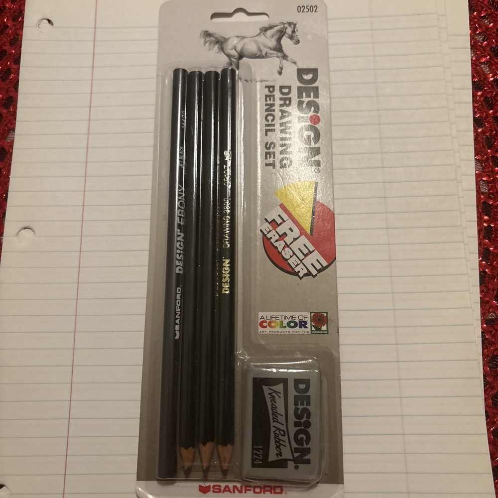 VTG 1999 Sanford Design Drawing Pencil Kit. 4 Pencils & Eraser Made In USA! NOS!