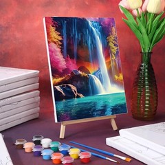 12 Pack Pre Drawn Canvas Painting Kit 8 X 10 Inches Realistic Landscape Art