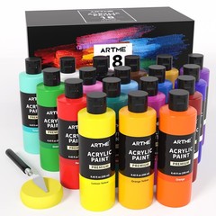18 Colors Acrylic Paint Set, 8.45oz/250 ml Large Bulk Acrylic Paint, Rich Pig…