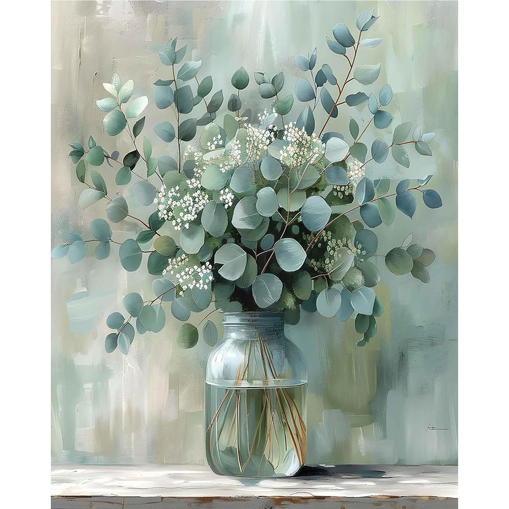 Flowers Paint by Numbers Kit for 16 x 20 inches, Eucalyptus