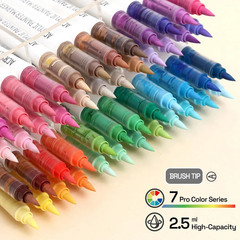 9 pcs Acrylic Paint Markers Set Brush Tip Automatic Ink Control Pens