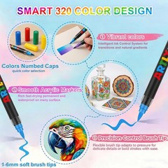 Acrylic Paint Markers 320 Colors Soft Brush Tip Waterproof DIY Crafts Pens Rock