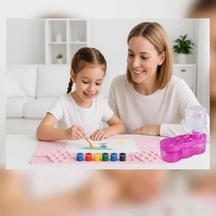 Silicone Painting Mat Set 23.6×15.75 Inch Pink Brush Cleaner 10 Brushes DIY