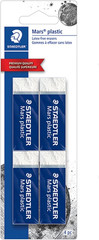 Mars Plastic Vinyl Erasers, 4 Pack, White, Latex-Free