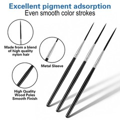 3 Pcs Script Pinstripe Brushes, Extra Long Fine Scroll Pinstriping Brush, Rigger