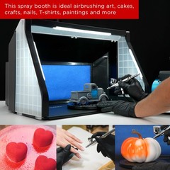 Portable Dual Fan Hobby Airbrush Paint Spray Booth Kit with Odor Extractor