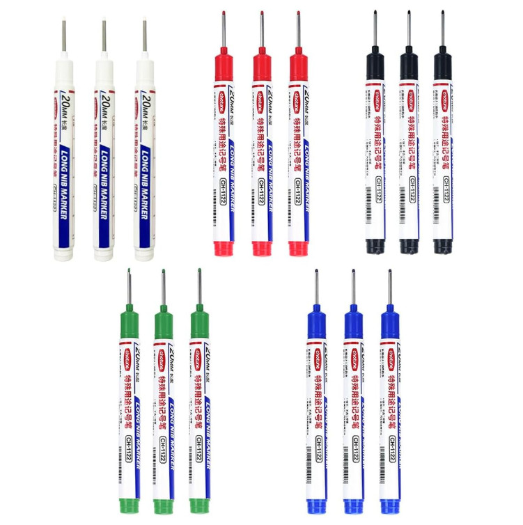 Long Head Deep Hole Marker Pens, 15PCS Long Nib Marker 20mm Quick Dry Waterproof