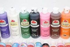 Acrylic Paint Lot 50+ Bottles 2-8 fl oz each Variety Multicolor + 12 Brushes HTF