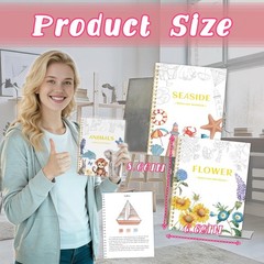 3Pcs Watercolor Workbook – 3pcs-watercolor workbook, Flowers-Animals-Seaside