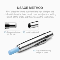 RALIS 2 Packs Aluminum Alloy Chalks Holder, For 1 Count (Pack of 2), Silver