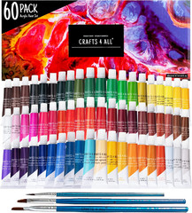 Set pintura acrilica 24 colores 12ml con 3 pinceles no toxica para manualidades