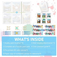 6 Pack Paint by Numbers Kit for Adults National Park- Landscape Adult Paint b…