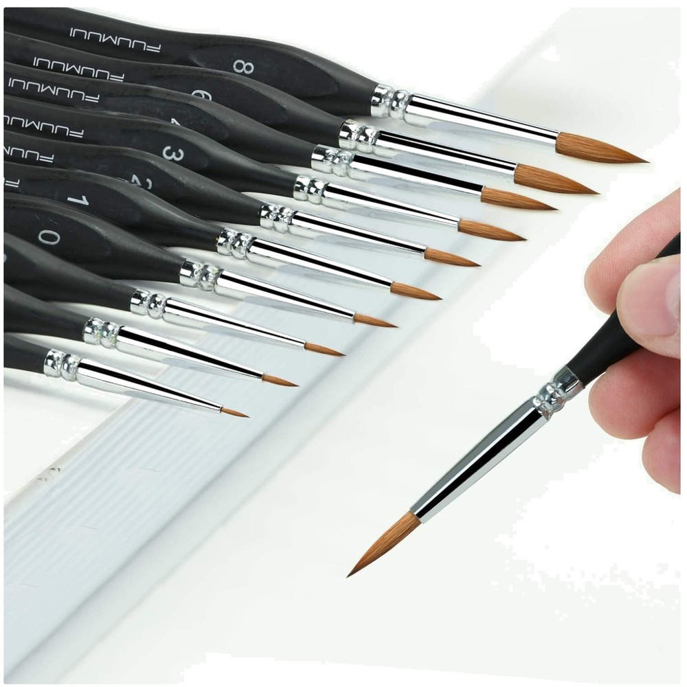 Professional 10-Piece Kolinsky Sable Brush Set for Watercolor & Acrylic Painting