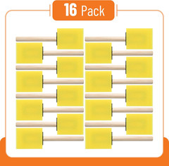 Bates- Foam Paint Brushes, 2″, 16 Pack, Yellow Sponge Brushes for Painting
