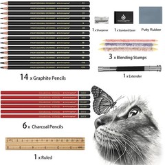 29 Pcs Drawing Art Set with Canvas Rolling Pouch Sketching Supplies Kit