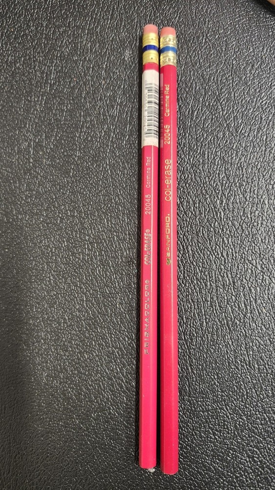 Vintage Sanford Col-Erase Scarlet Red 20066 & 20045 Erasable Colored Pencil