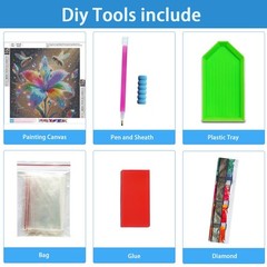 Lily Flower Diamond Art Kits for Adults, Round Full Drill 5D Diamond Painting Ki