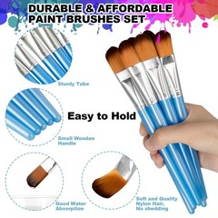 12 PCS 1 Inch Large Mop Brushes Oval Blending Acrylic Paint Brush Set