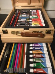 U.S. Art Supply Wood Box Easel Painting – Oil, Acrylic, Watercolor