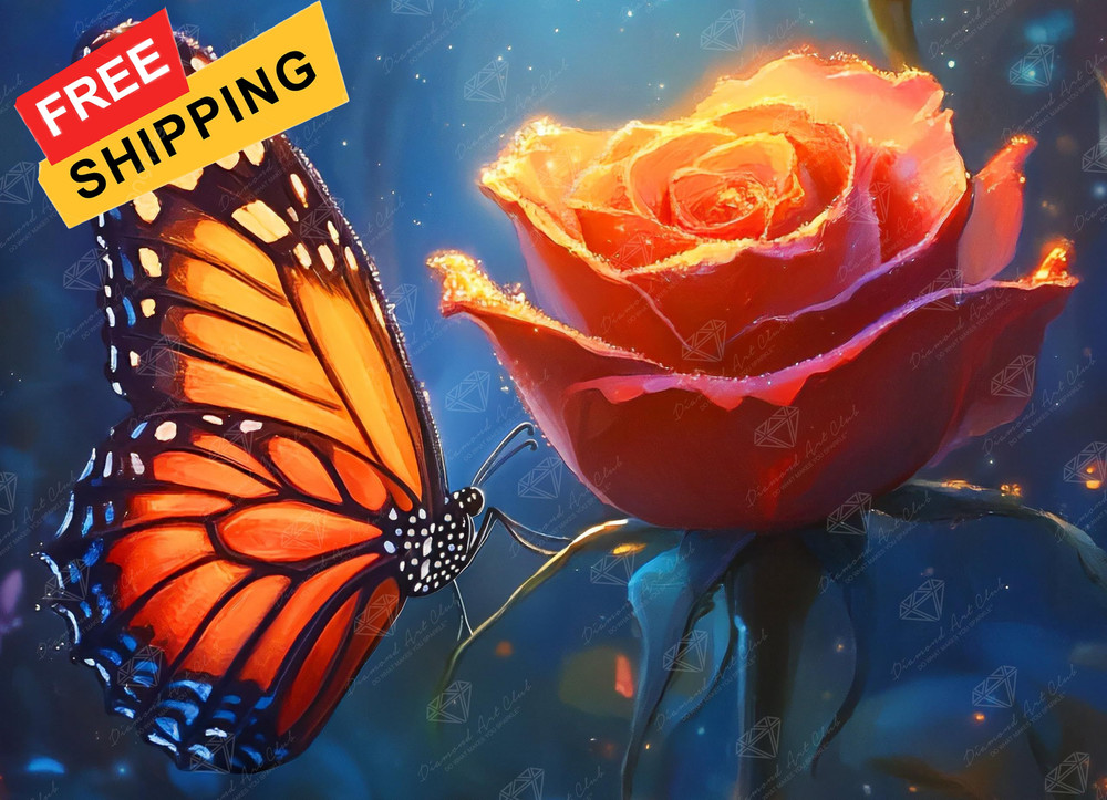 DIAMOND ART CLUB Glowing Monarch 18 inches x 13 inches,