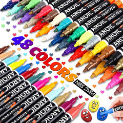 48 Pack Oil-Based Paint Markers Medium Tip – Low Odor Rock Painting Pens for Woo