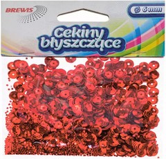 5906190689214 Cekiny błyszczące Brewis czerwone 6 mm 10 g Brewis