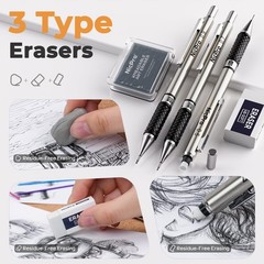 Nicpro 37PCS Art Drawing Supplies Kit, Metal Mechanical Black Silver gray