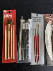Vintage Artist Paint Brush Lot Craftint Fine Sable Rose Art Red Sable New