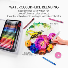 25 Colors Water-Soluble Pastel Crayons Set, Multi-Technique Art Kit with Brush &