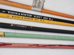 Vintage Artist Paint Brushes Lot M. Grumbacher NY Simmons White Sable Quill Sign