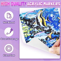 PAINT136 Colors Acrylic Paint Markers Direct Liquid,Brush Tip Acrylic Paint P…
