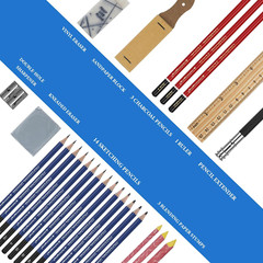 27 Piece Drawing Sketch Pencil Set for Artists Beginners Graphite & Charcoal Kit