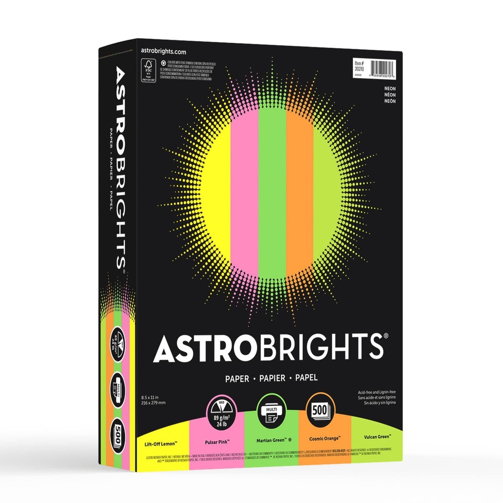 Bright Color Paper, Neenah Astrobrights®, Letter 8 1/2×11, Lift-Off Lemon