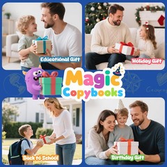 Magic Grooved Writing Practice Books for Kids Age 3-5 6-8, Reusable Large Siz…