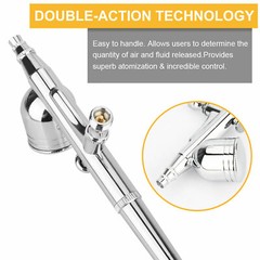 Dual Action Gravity Feed Airbrush Kit Spray Gun Compress Paint Art Set 0.2/0.5mm